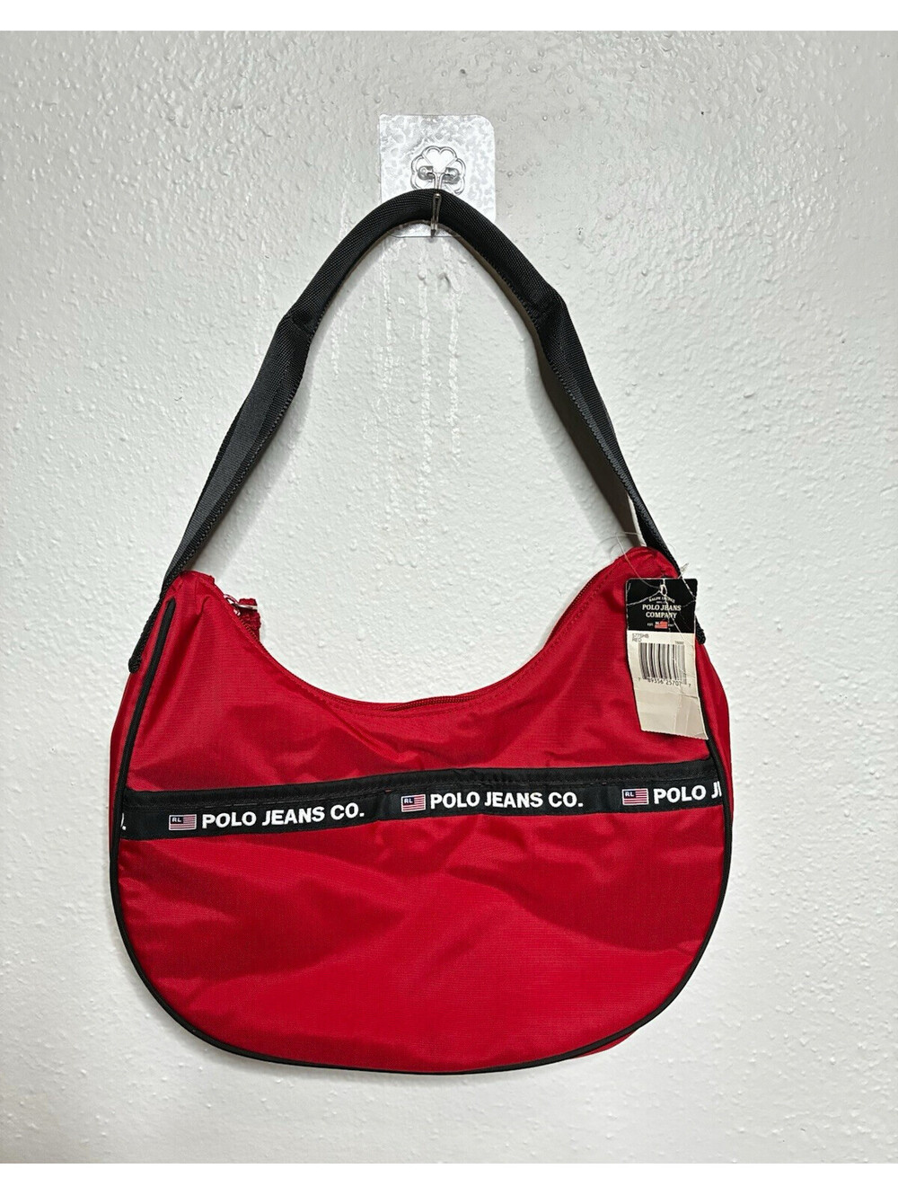 NWT Vintage Polo Jeans Co Ralph Lauren Red Nylon Shoulder Bag Handbag Retro Y2K